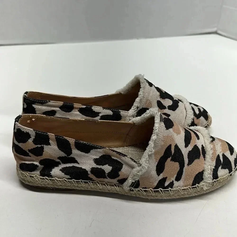 Schutz Ohanna Espadrille Flats Slip On Shoes Cheetah Animal Print Size 6.5